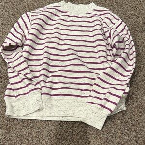Striped Women's Sweater - Purple and Cream